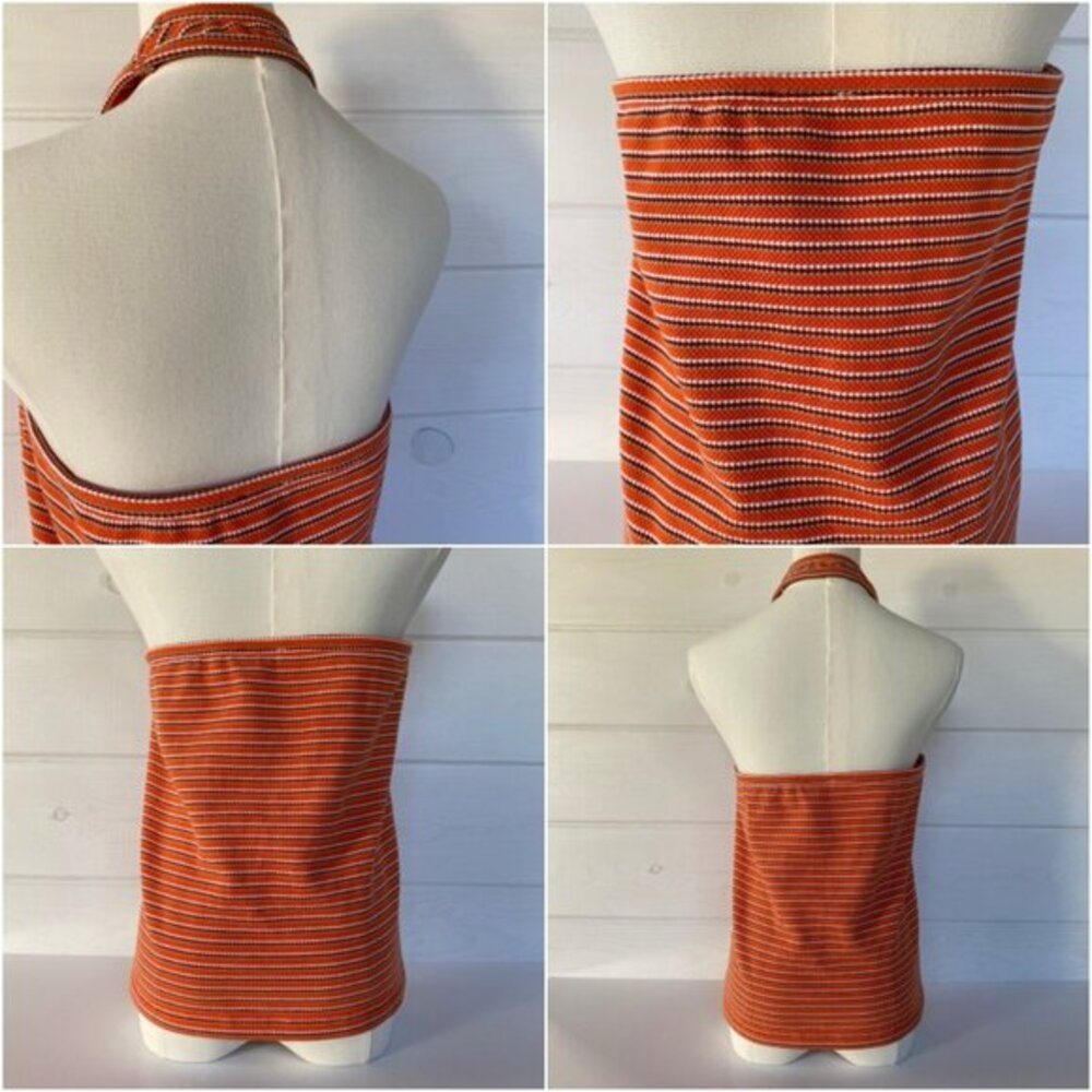 Fall Layering Anthropologie Y2K Halter Top Tank XL Orange Stripe Boho Retro 70s‎ - Picture 11 of 11